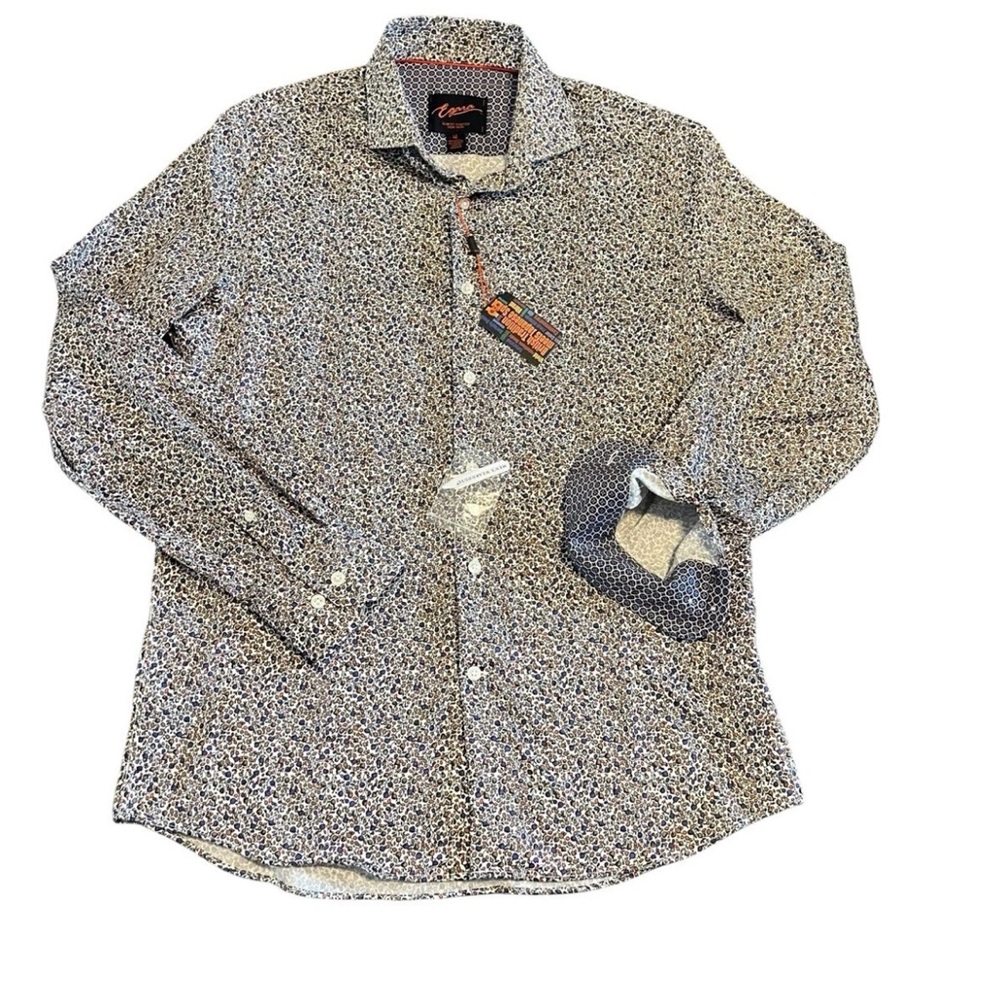 NWT Egara Men's Slim Fit Long Sleeve Casual Shirt Non-Iron Button Size Medium